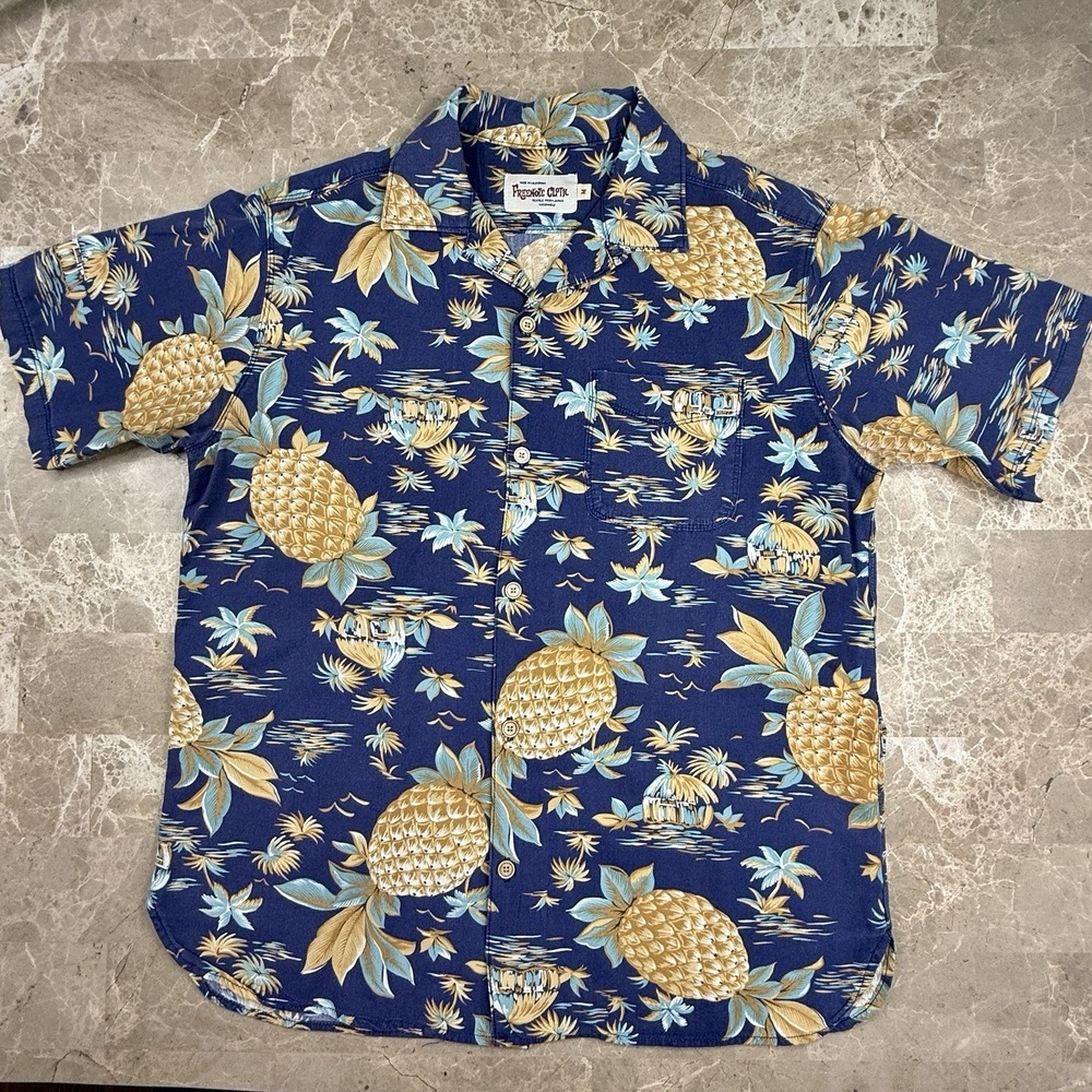 Freenote Cloth Hawaiian Shirt Mens M Blue Pineapple Rayon USA Japan Camp